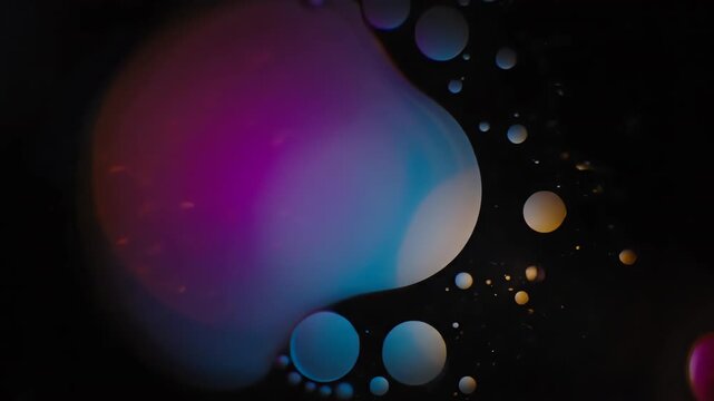 Organic, liquid-like cinematic lens flares slowly merging and separating, creating a fluid and evolving seamlessly looping video texture website, branding, calming