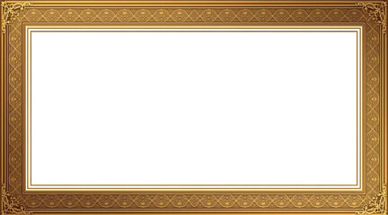 Ornamental gold rectangular frame with elegant border