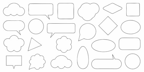 Fototapeta premium Collection of diverse blank speech bubbles and thought clouds in various shapes and styles