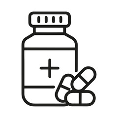 Medicine Bottle with Pills Vector Icon