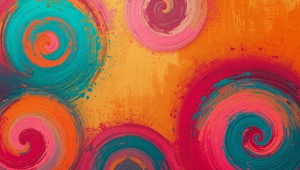 Cinematic abstract frame of colorful spirals inspired by fiesta.