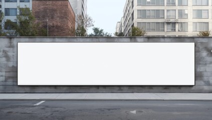 Blank billboard on the wall of building