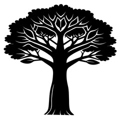 Obraz premium A striking black and white illustration of a beautifully shaped tree