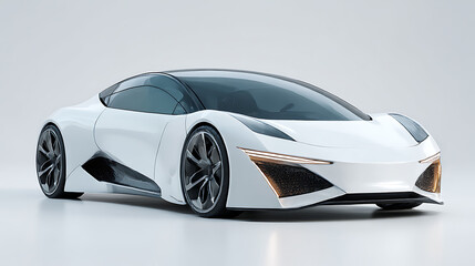 Futuristic Electric Car Isolated on White Background – Modern Eco-Friendly Vehicle Design