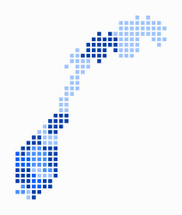 Norway dotted map. Digital style map of the country on white background. Norway shape with square dots. Colored dots style. Large size squares. Plain vector illustration.