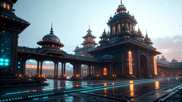 Futuristic abstract design with cinematic octane lighting