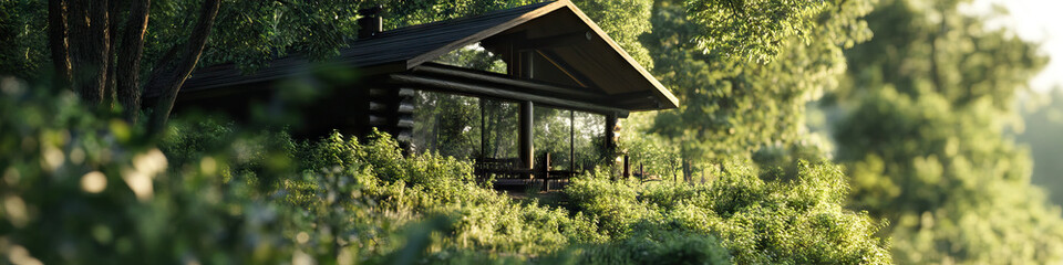Log Cabin in Forested Area