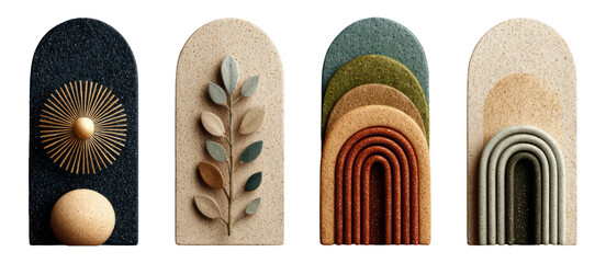 Abstract Composition of Shapes and Textures in Various Colors and Styles