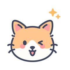 Winking orange cat emoji icon. Cute cartoon kitten face with playful expression.