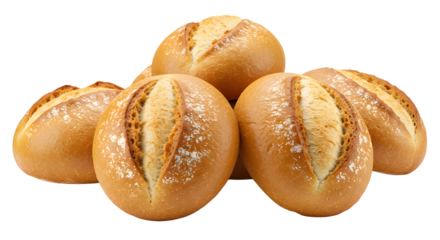 Delicious golden brown fresh baked rolls arranged together. A staple food product. A perfect breakfast or brunch