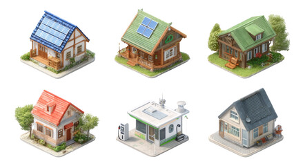 Collection of Six Unique Eco-Friendly House Designs with Varied Roof Styles