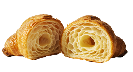 A perfectly baked croissant, split open to reveal its delicate, layered texture. It’s a culinary delight, a treat for the eyes as well as the taste buds