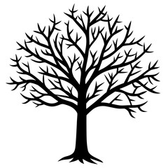 Obraz premium A stark black silhouette of a bare tree against a white background