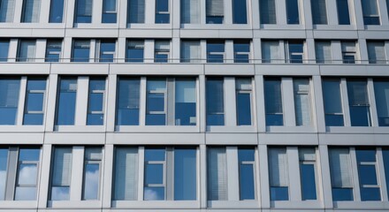 Fototapeta premium Contemporary Office Building Facade Featuring Reflective Glass and Geometric Design