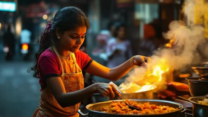 Indian woman chef cooking