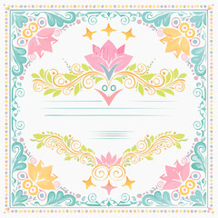 Elegant borders with flowers and organic swirls for classic certificate