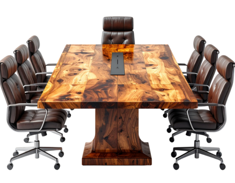 Firefly_Wooden Conference Table PNG – Transparent Office Furniture