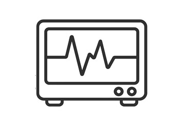 Cardiogram icon on a heart rate monitor. EKG or ECG symbol showing pulse and vital signs. Medical equipment for hospital, cardiology, and healthcare. Vector line art cartoon.
