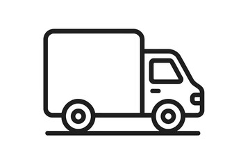 Fototapeta premium Delivery truck line icon. Shipping van symbol for logistics and transportation. Vector outline graphic for web, app, and e-commerce. Cargo freight and moving service.