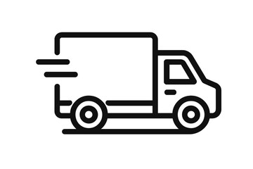 Delivery truck icon. Fast shipping symbol. Express delivery service concept. Logistics and transportation vector illustration. Van for cargo and freight. Line art for web, app.