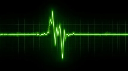Green electrocardiogram waveform displaying heart rate activity