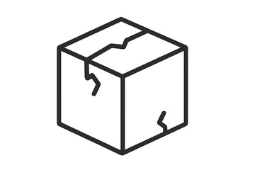 Broken box simple line icon. Damaged package vector. Fragile delivery concept. Cracked carton pictogram for shipping, logistics, returns, poor handling, and insurance.