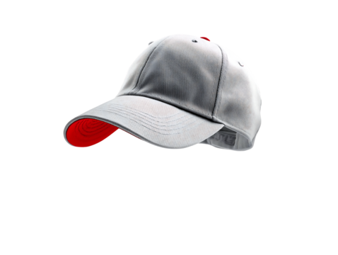 Grey and Red Baseball Cap Mockup - Studio Shot, Fashion Accessory, Headwear, Apparel