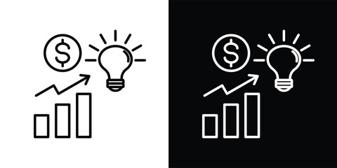 economic development icon set in outline black and white style vector illustration