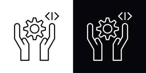 program icon set in outline black and white style vector illustration