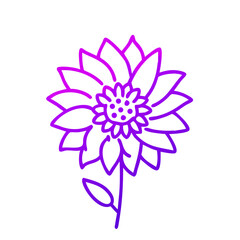 Fototapeta premium A minimalist flower design with vibrant, gradient purple hues, radiating beauty and simplicity. The elegant lines and artistic design create a stunning visual appeal
