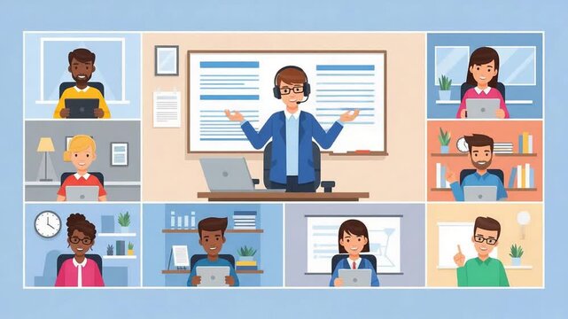 Animated Video Conference for Online Education Webinar