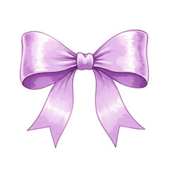 Elegant lilac satin bow tied with a knot isolated on transparent background