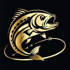 Golden Marlin Fish Logo Design – Luxury Sailfish Vector Emblem for Sport Fishing, Seafood Branding, Ocean Adventure Badge, Premium Fisherman Club Icon, Stylish Golden Logo Illustration.
