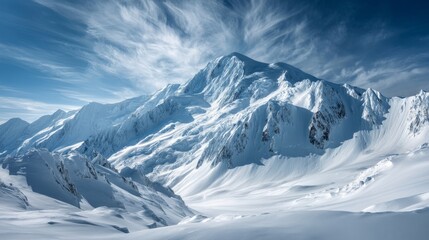 Obraz premium Breathtaking Snow-covered Mountain Peaks Under Clear Blue Sky