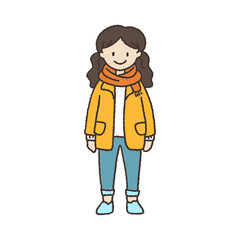 가을 복장을 한 귀여운 만화 캐릭터 일러스트