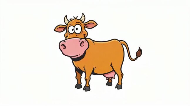 cute cow cartoon animation on white background