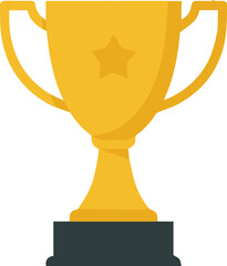 vector illustration of victory trophy cup with star emblem on black stand for prize award and achievement design