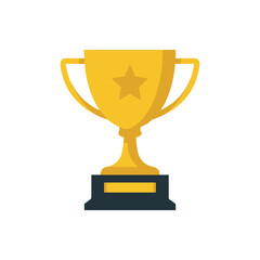 golden trophy cup vector with star emblem on black base for award ceremony and achievement graphic design