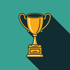 golden trophy cup vector illustration flat design minimalist symbol of success achievement award victory celebration icon