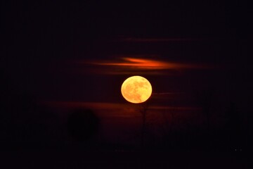 arafed view of a full moon with a dark sky