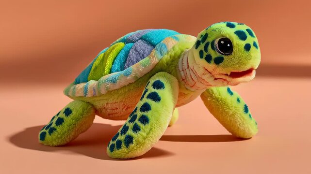 Plush Turtle Toy Green and Blue Soft Texture Cute Expression Stuffed Animal for Children Playroom Gift Playful Smiling Fabric