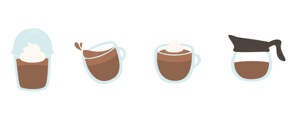 Flat Vector Coffee Icons for Coffee Shop Menu Design