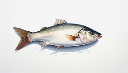 Freshly caught fish isolated on white background with ample copy space for text ideal for culinary and marine themes