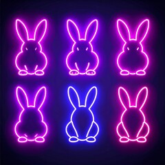 Obraz premium Neon bunny silhouettes, various colors