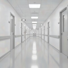 Blurred Hospital Corridor Background – Modern Clinic Hallway
