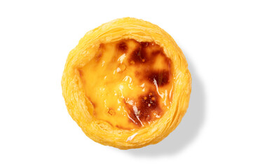 Egg tart isolated on white background. Top view
