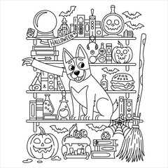 Spooky halloween coloring book pages for kids featuring classic monsters and fun scenes