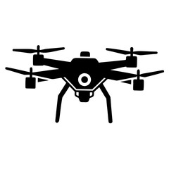 Simple black silhouette of a modern quadcopter drone with four rotors