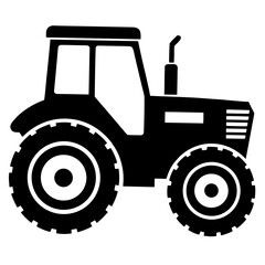Simple black and white illustration of a classic farm tractor design