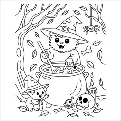 Fun halloween themed coloring pages for children featuring spooky characters and festive decorations
